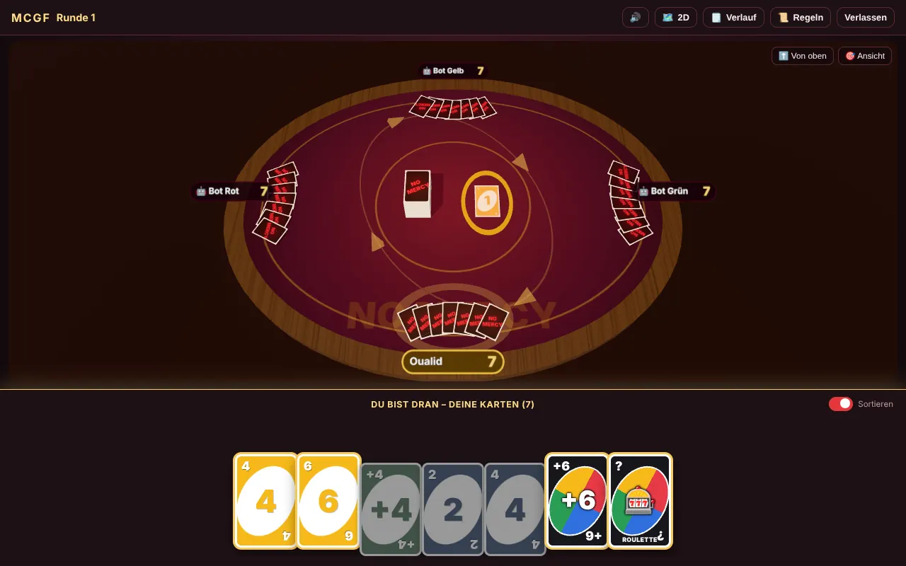 Uno No Mercy auf dem 3D-Tisch